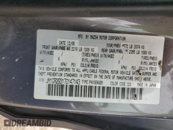 2007 Mazda 5 Touring с VIN JM1CR293170147143, выставлен на аукционе Copart как лот 55636135 с пробегом 173 466 миль миль и Списание • Salvage title. История ставок и продаж доступна на DreamBid. Изображение 14.