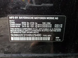 2017 BMW X6 xDrive35i with VIN 5UXKU2C31H0U29480, listed as a Copart auction lot 43853993 with 45,466 mi miles. Bid and sale history available at carsss.com. Image 14.