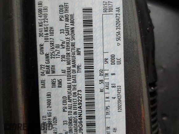 2022 Ford Escape SE z VIN 1FMCU9G64NUA92273, wystawiony jako Copart lot #72925194 z przebiegiem 40 114 mil mil oraz Szkoda całkowita • Salvage title. Historia ofert i sprzedaży dostępna na DreamBid. Obrazek 16.