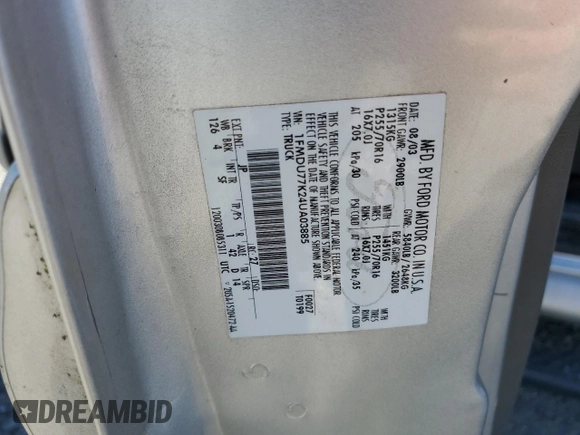 2004 Ford Explorer Sport Trac XLS z VIN 1FMDU77K24UA03885, wystawiony jako Copart lot #75434684 z przebiegiem Nie podano mil oraz Szkoda całkowita • Salvage title. Historia ofert i sprzedaży dostępna na DreamBid. Obrazek 13.