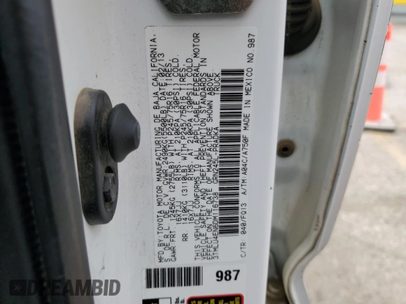 2013 Toyota Tacoma with VIN 3TMLU4EN6DM116738, listed as a Copart auction lot 52807235 with 178,245 mi miles and Salvage title. Bid and sale history available at DreamBid. Image 13.