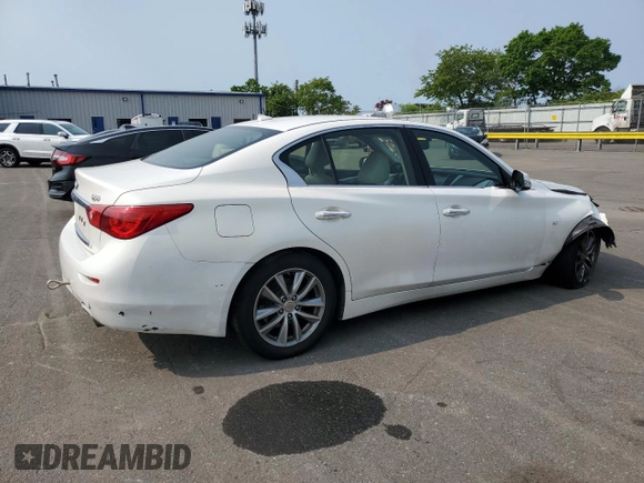 2015 Infiniti Q50 Premium with VIN JN1BV7AR3FM400123, listed as a Copart auction lot 58778025 with 59,606 mi miles and Salvage title. Bid and sale history available at DreamBid. Image 3.