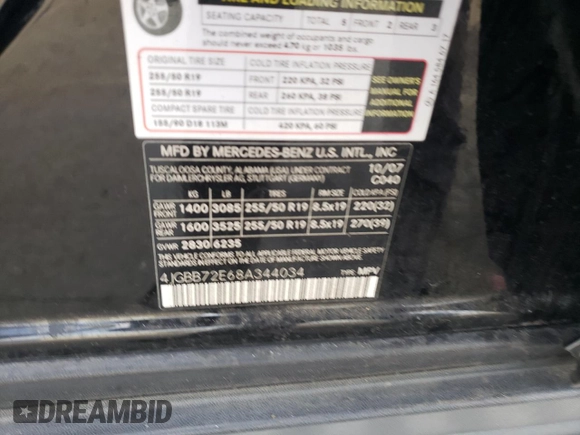 2008 Mercedes-Benz M 550 с VIN 4JGBB72E68A344034, выставлен на аукционе Copart как лот 86916174 с пробегом 196 837 миль миль и Чистый • Clean title. История ставок и продаж доступна на DreamBid. Изображение 12.