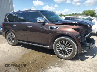 2019 Infiniti QX80 Luxe z VIN JN8AZ2ND9K9850729, wystawiony jako Copart lot #56846985 z przebiegiem 81 888 mil mil oraz Szkody całkowita. Historia ofert i sprzedaży dostępna na DreamBid. Obrazek 4.