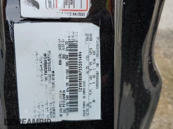2005 Ford Mustang Deluxe with VIN 1ZVHT80N755201499, listed as a Copart auction lot 52082585 with 203,854 mi miles and Salvage Title. Bid and sale history available at carsss.com. Image 13.