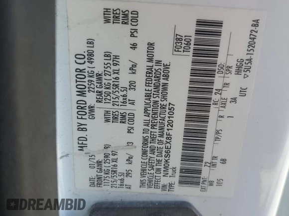 2015 Ford Transit Connect XL z VIN NM0KS6EX8F1201057, wystawiony jako Copart lot #61832715 z przebiegiem 121 542 mil mil oraz Czysty tytuł • Clean title. Historia ofert i sprzedaży dostępna na DreamBid. Obrazek 13.