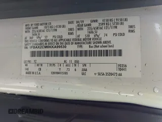 2019 Ford Transit Passenger XL with VIN 1FBAX2CM8KKA99530, listed as a IAAI auction lot 41664660 with 33,044 mi miles. Bid and sale history available at carsss.com. Image 9.