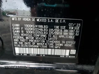 2024 Honda HR-V Sport with VIN 3CZRZ2H58RM713595, listed as a Copart auction lot 49638065 with 19,002 mi miles and Salvage Title. Bid and sale history available at carsss.com. Image 13.