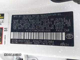2024 Toyota Camry LE z VIN 4T1C11AK2RU864906, wystawiony jako IAAI lot #41638637 z przebiegiem 75 013 mil mil oraz . Historia ofert i sprzedaży dostępna na DreamBid. Obrazek 9.