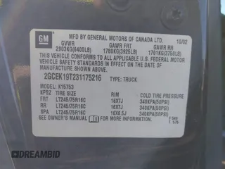 2003 Chevrolet Silverado 1500 with VIN 2GCEK19T231175216, listed as a IAAI auction lot 40819455 with 89,855 mi miles. Bid and sale history available at carsss.com. Image 9.