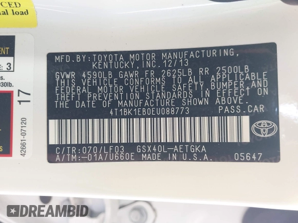 2014 Toyota Avalon Limited with VIN 4T1BK1EB0EU088773, listed as a IAAI auction lot 41723464 with 25,246 mi miles. Bid and sale history available at carsss.com. Image 9.
