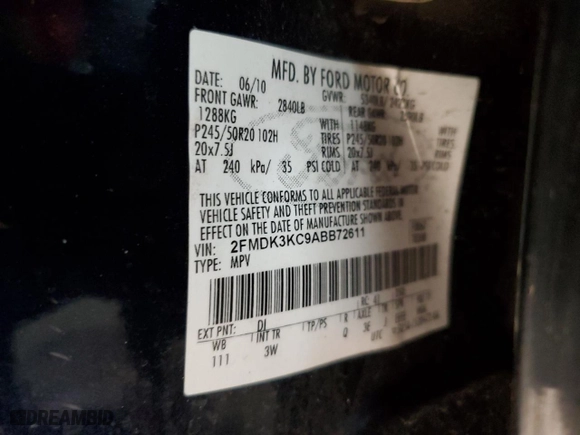 2010 Ford Edge Limited with VIN 2FMDK3KC9ABB72611, listed as a Copart auction lot 88641775 with 202,035 mi miles and Non Repairable. Bid and sale history available at carsss.com. Image 13.