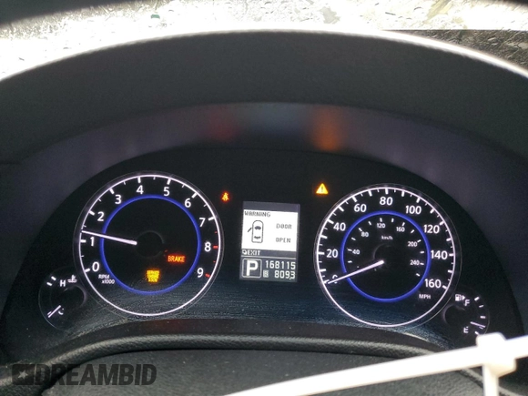 2013 Infiniti G37 x with VIN JN1CV6AR2DM757028, listed as a Copart auction lot 50942795 with 168,115 mi miles and Salvage Title. Bid and sale history available at DreamBid. Image 9.