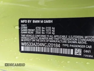 2022 BMW M4 Competition with VIN WBS33AZ04NCJ20184, listed as a IAAI auction lot 41205528 with 25,571 mi miles. Bid and sale history available at carsss.com. Image 9.