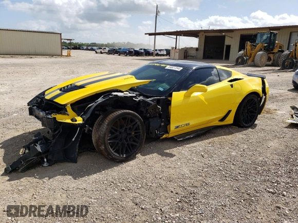 2018 Chevrolet Corvette Z06 1LZ with VIN 1G1YP2D62J5600301, listed as a Copart auction lot 64827244 with 41,767 mi miles and Salvage Title. Bid and sale history available at carsss.com. Image 1.
