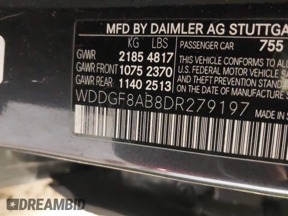 2013 Mercedes-Benz C 300 Sport with VIN WDDGF8AB8DR279197, listed as a IAAI auction lot 41735402 with 205,746 mi miles and . Bid and sale history available at carsss.com. Image 9.