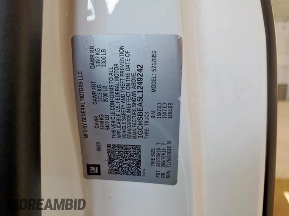 2020 Chevrolet Colorado 2WD Work Truck z VIN 1GCHSBEA5L1249242, wystawiony jako Copart lot #56930975 z przebiegiem 132 487 mil mil oraz Czysty tytuł • Clean title. Historia ofert i sprzedaży dostępna na DreamBid. Obrazek 12.
