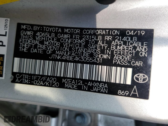 2019 Toyota Corolla Hatchback SE with VIN JTNK4RBE4K3055431, listed as a Copart auction lot 66910604 with 96,443 mi miles and Salvage Title. Bid and sale history available at carsss.com. Image 14.