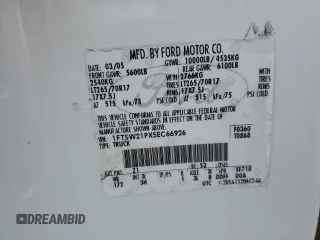 2005 Ford F-250 XL с VIN 1FTSW21PX5EC66926, выставлен на аукционе Copart как лот 57723355 с пробегом 286 827 миль миль и Списание • Salvage title. История ставок и продаж доступна на DreamBid. Изображение 12.