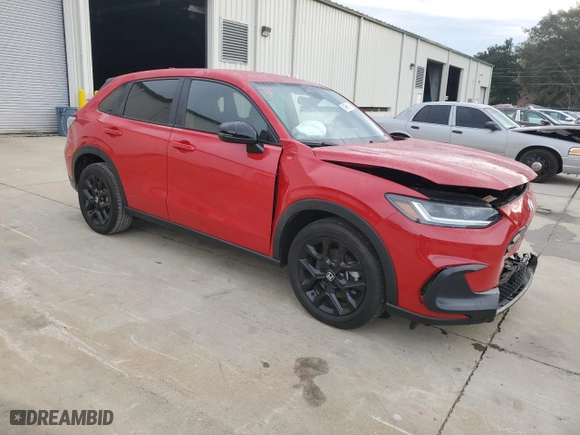 2023 Honda HR-V Sport with VIN 3CZRZ1H56PM744805, listed as a Copart auction lot 80766814 with 27,051 mi miles and Salvage Title. Bid and sale history available at carsss.com. Image 4.