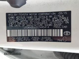 2015 Toyota Prius Four z VIN JTDKN3DU1F0445414, wystawiony jako IAAI lot #42342369 z przebiegiem 233 998 mil mil oraz . Historia ofert i sprzedaży dostępna na DreamBid. Obrazek 9.