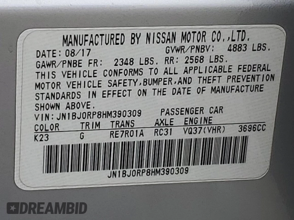 2017 Infiniti QX50 z VIN JN1BJ0RP8HM390309, wystawiony jako Copart lot #53119035 z przebiegiem 97 985 mil mil oraz Szkody całkowita. Historia ofert i sprzedaży dostępna na DreamBid. Obrazek 14.