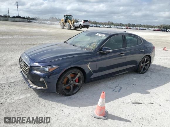 2019 Genesis G70 3.3T Advanced with VIN KMTG34LE7KU031005, listed as a Copart auction lot 74639054 with 0 mi miles and Non Repairable. Bid and sale history available at carsss.com. Image 1.
