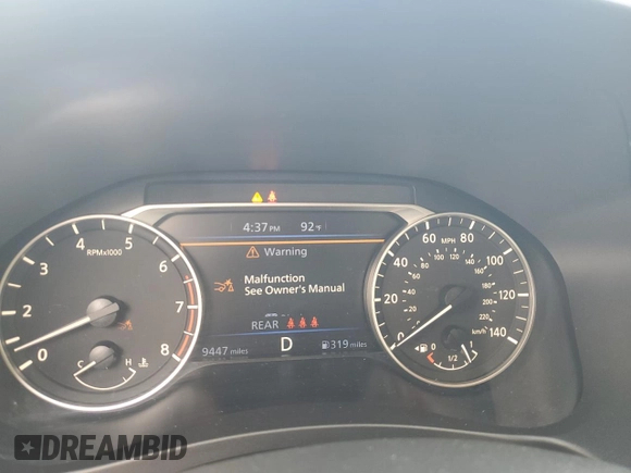 2025 Nissan Altima SV with VIN 1N4BL4DV4SN319166, listed as a Copart auction lot 55099225 with 9,447 mi miles and Clean Title. Bid and sale history available at DreamBid. Image 9.