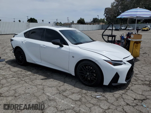 2024 Lexus IS 350 F Sport with VIN JTHGZ1B29R5073827, listed as a Copart auction lot 55848125 with 10,455 mi miles and Salvage title. Bid and sale history available at DreamBid. Image 4.