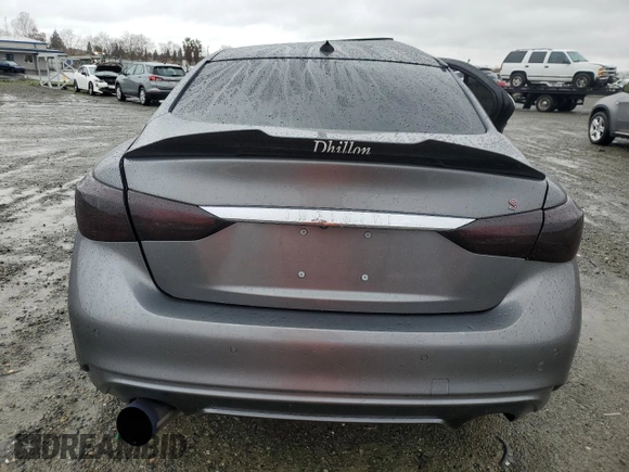 2020 Infiniti Q50 Red Sport 400 with VIN JN1FV7APXLM630723, listed as a Copart auction lot 86551714 with 45,596 mi miles and Salvage Title. Bid and sale history available at carsss.com. Image 6.