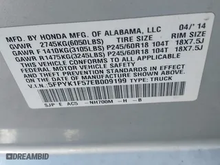 2014 Honda Ridgeline RTL with VIN 5FPYK1F57EB009199, listed as a IAAI auction lot 41208488 with 100,340 mi miles. Bid and sale history available at carsss.com. Image 9.
