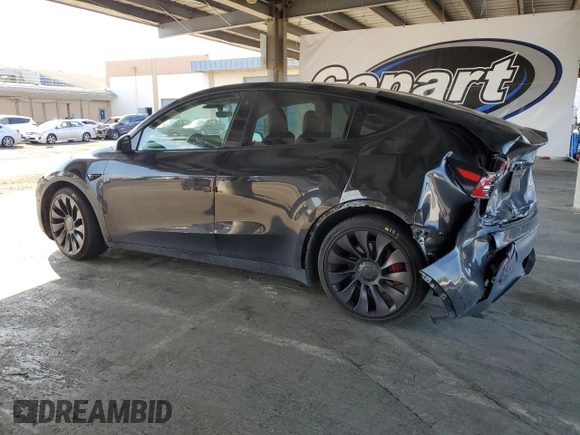 2022 Tesla Model Y Performance with VIN 7SAYGDEF5NF339965, listed as a Copart auction lot 62187545 with 93,156 mi miles and Salvage title. Bid and sale history available at DreamBid. Image 2.
