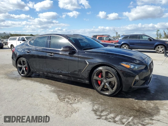 2019 Genesis G70 3.3T Advanced with VIN KMTG34LE4KU034332, listed as a Copart auction lot 76933854 with 72,160 mi miles and Non Repairable. Bid and sale history available at carsss.com. Image 4.