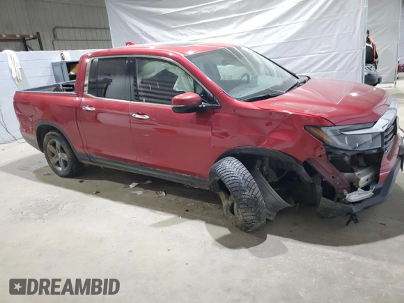 2022 Honda Ridgeline RTL-E with VIN 5FPYK3F78NB015932, listed as a Copart auction lot 53505315 with 40,009 mi miles and Salvage title. Bid and sale history available at DreamBid. Image 4.