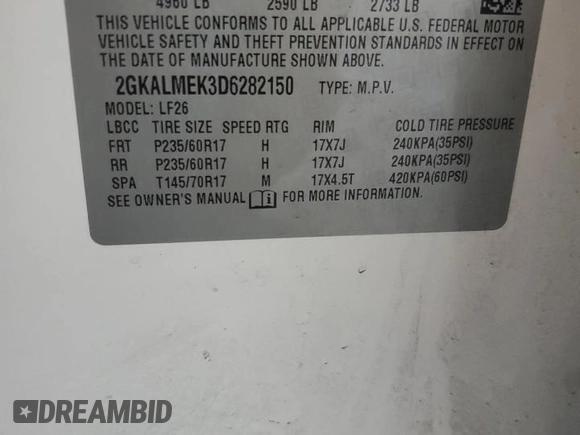 2013 GMC Terrain SLE with VIN 2GKALMEK3D6282150, listed as a Copart auction lot 54271685 with 96,347 mi miles and Clean Title. Bid and sale history available at carsss.com. Image 13.
