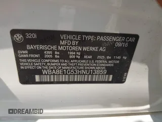 2017 BMW 3 Series 320i z VIN WBA8E1G53HNU13859, wystawiony jako IAAI lot #42401880 z przebiegiem 82 121 mil mil oraz . Historia ofert i sprzedaży dostępna na DreamBid. Obrazek 9.