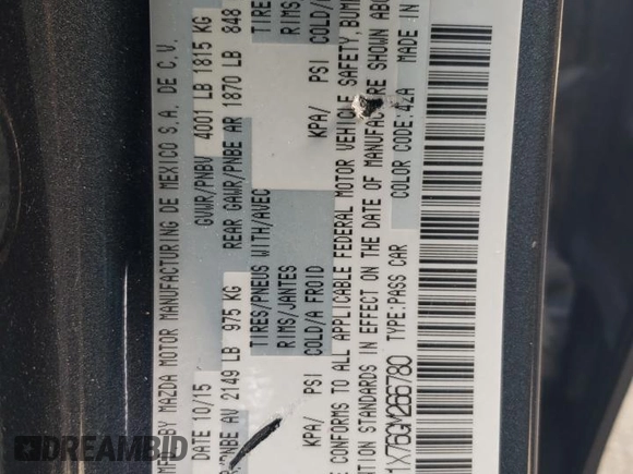 2016 Mazda Mazda3 i Grand Touring with VIN 3MZBM1X76GM266780, listed as a Copart auction lot 49649445 with 97,809 mi miles and Salvage Title. Bid and sale history available at carsss.com. Image 12.