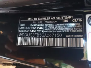 2016 Mercedes-Benz S-Class S 550 with VIN WDDUG8FB5GA267150, listed as a IAAI auction lot 41729524 with 1 mi miles. Bid and sale history available at carsss.com. Image 9.