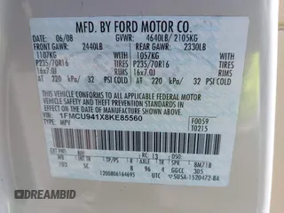 2008 Ford Escape Limited with VIN 1FMCU941X8KE85560, listed as a IAAI auction lot 42166186 with Not provided miles and . Bid and sale history available at DreamBid. Image 9.