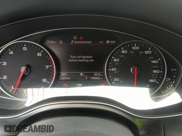2013 Audi A7 Prestige with VIN WAU2GAFC0DN075637, listed as a IAAI auction lot 42710903 with 145,562 mi miles and . Bid and sale history available at DreamBid. Image 7.