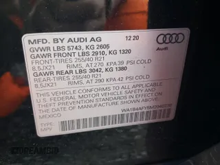 2021 Audi SQ5 Premium Plus with VIN WA1B4AFY5M2040238, listed as a Copart auction lot 46590934 with 16,841 mi miles and . Bid and sale history available at DreamBid. Image 13.