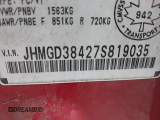 2007 Honda Fit с VIN JHMGD38427S819035, выставлен на аукционе IAAI как лот 42535842 с пробегом 343 103 миль миль и . История ставок и продаж доступна на DreamBid. Изображение 9.