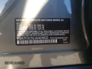 2018 BMW 7 Series ALPINA B7 xDrive with VIN WBA7F2C52JG424933, listed as a Copart auction lot 87302124 with 0 mi miles and Salvage Title. Bid and sale history available at carsss.com. Image 13.