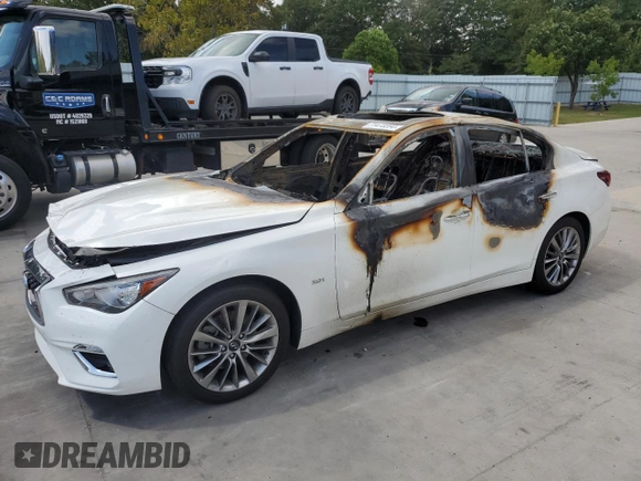 2020 Infiniti Q50 Pure z VIN JN1EV7AP1LM206584, wystawiony jako Copart lot #71473254 z przebiegiem Nie podano mil oraz Szkoda całkowita • Salvage title. Historia ofert i sprzedaży dostępna na DreamBid. Obrazek 1.