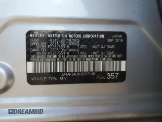 2017 Mitsubishi Outlander ES z VIN JA4AR3AU9HZ007138, wystawiony jako Copart lot #53781645 z przebiegiem 108 822 mil mil oraz Szkoda całkowita • Salvage title. Historia ofert i sprzedaży dostępna na DreamBid. Obrazek 13.