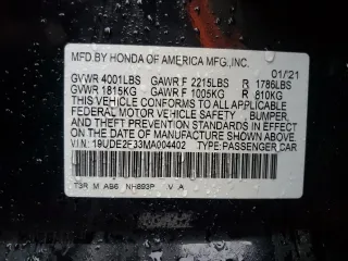 2021 Acura ILX with VIN 19UDE2F33MA004402, listed as a Copart auction lot 42708665 with 37,128 mi miles and Salvage title. Bid and sale history available at DreamBid. Image 14.