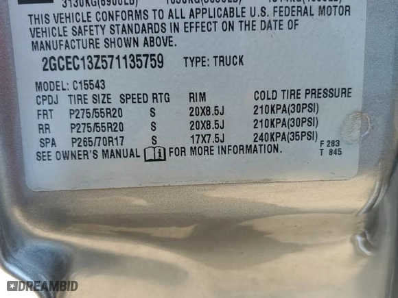 2007 Chevrolet Silverado 1500 Classic LT2 with VIN 2GCEC13Z571135759, listed as a Copart auction lot 66326164 with 132,065 mi miles and Salvage Title. Bid and sale history available at carsss.com. Image 14.