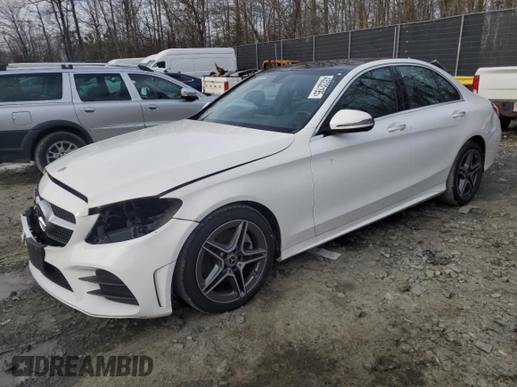 2021 Mercedes-Benz C 300 with VIN W1KWF8EB5MR652329, listed as a Copart auction lot 45232195 with 45,570 mi miles and Salvage Title. Bid and sale history available at carsss.com. Image 1.