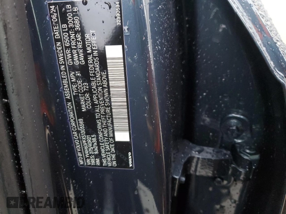 2025 Volvo XC90 Plug-In Hybrid Ultra z VIN YV4H60PFXS1305589, wystawiony jako Copart lot #48111435 z przebiegiem Nie podano mil oraz Szkoda całkowita • Salvage title. Historia ofert i sprzedaży dostępna na DreamBid. Obrazek 13.