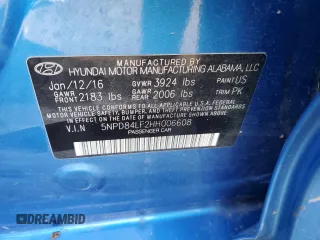 2017 Hyundai Elantra Limited with VIN 5NPD84LF2HH006608, listed as a Copart auction lot 46570005 with Not Provided miles and Salvage Title. Bid and sale history available at DreamBid. Image 13.